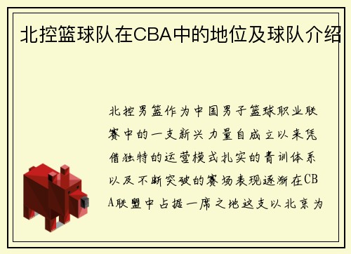 北控篮球队在CBA中的地位及球队介绍
